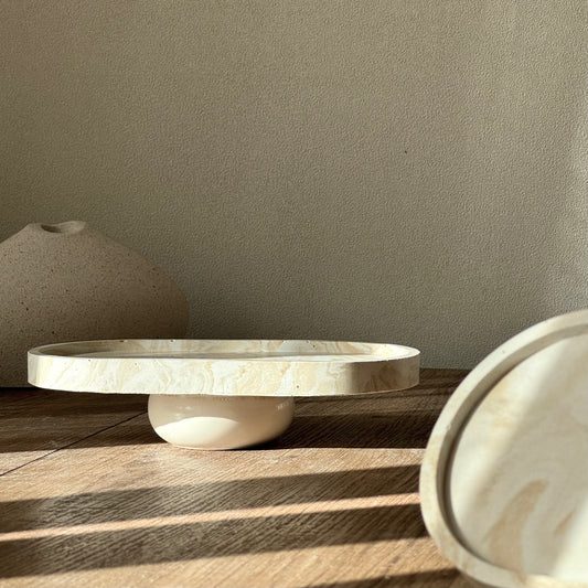 Travertine Tray on Foot