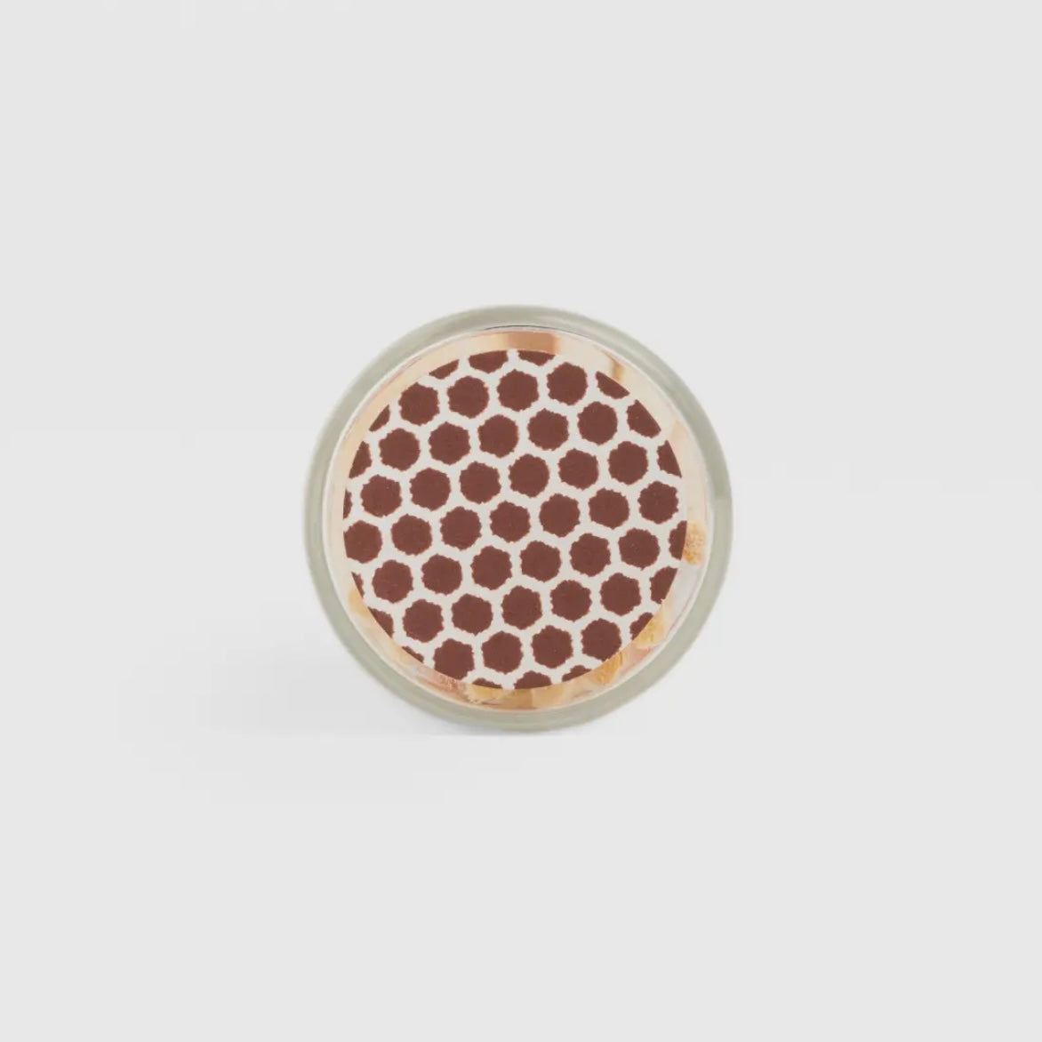 Olijfgroene lucifers in glazen mini stolp met dop van kurk