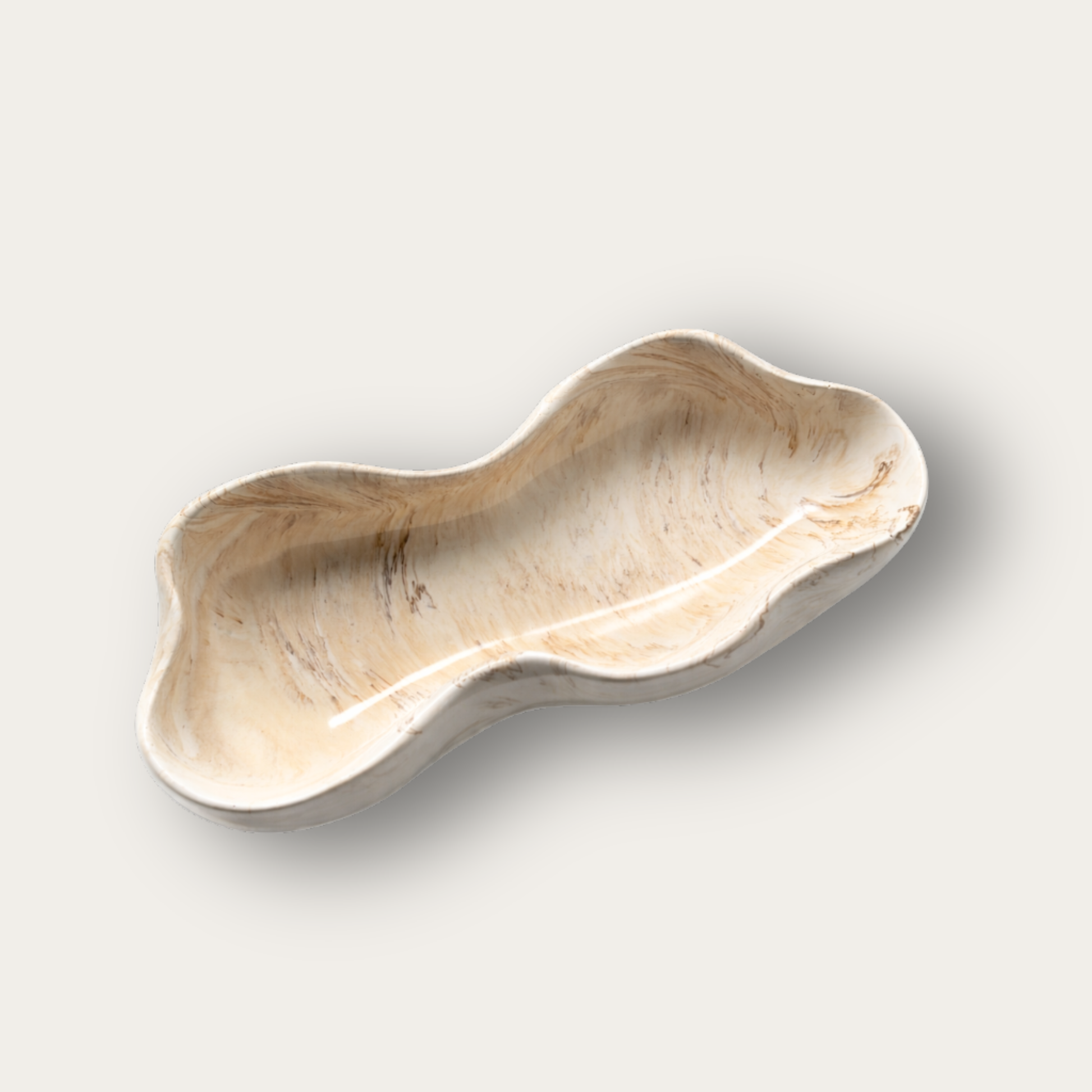 Decoratieve schaal Dune van Pebbles en LouLou in organische vorm in natuurlijke tinten