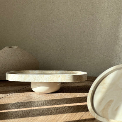 Travertine Tray on Foot