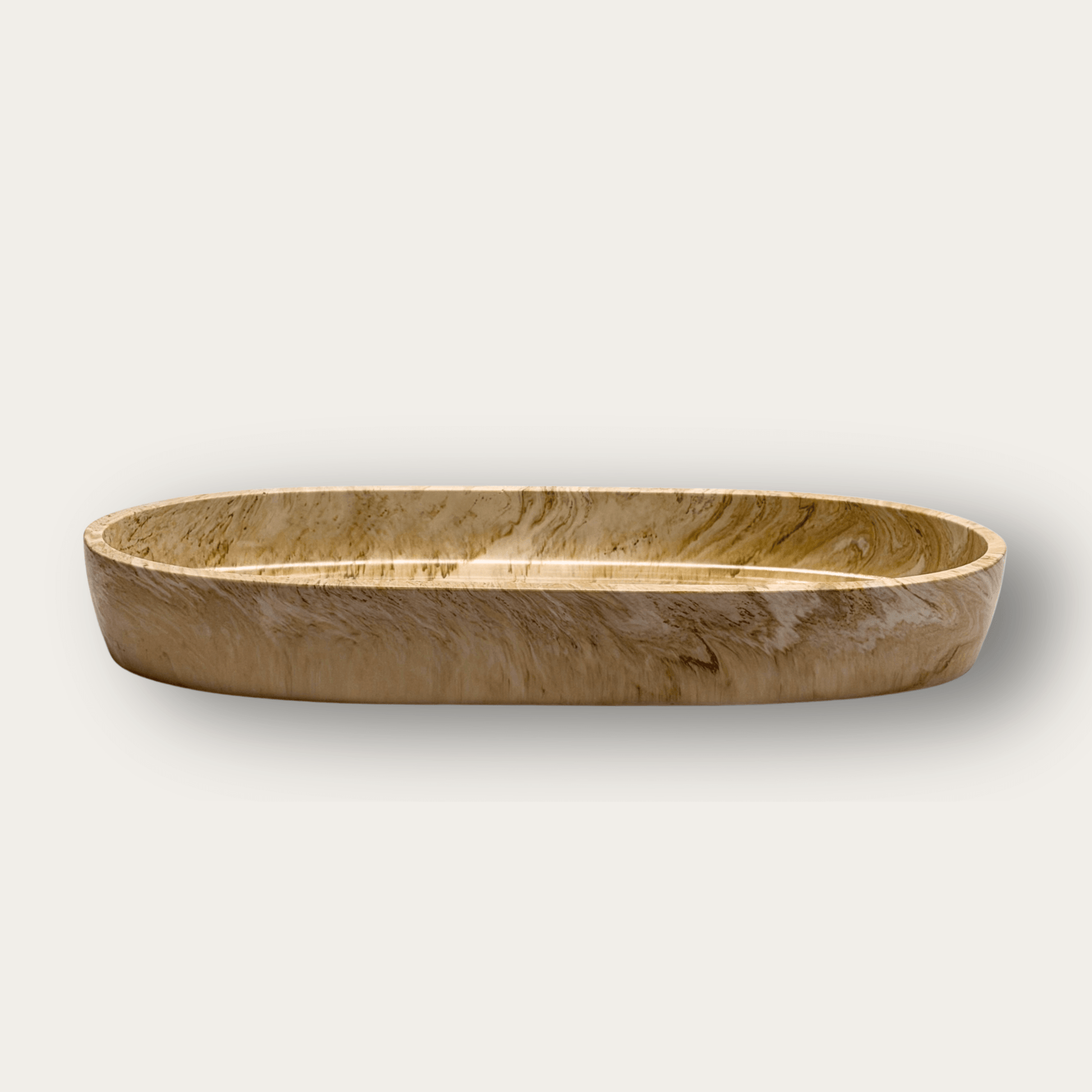 Vein decoratieve ovalen schaal in beige en bruintinten van Pebbles en Loulou